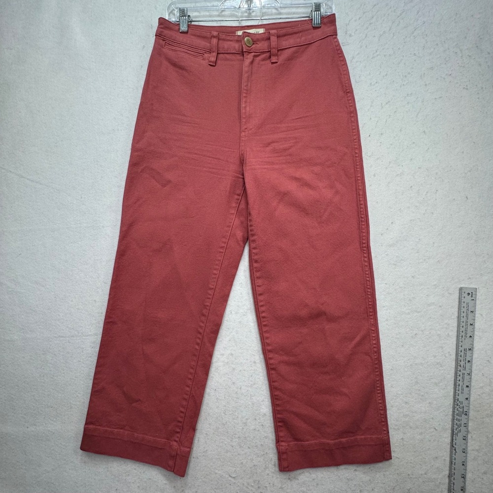 Madewell Slim Emmett Wide-Leg Crop Women 26 Red High Rise Casual Preppy